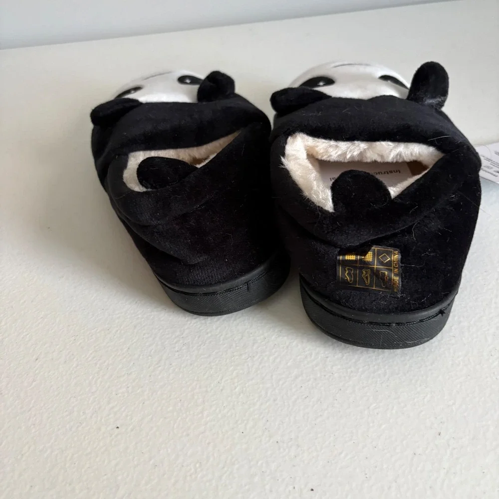 KVbaby Kids Black Panda Slippers Size 12.5-13 Little Kid Plush Warm Indoor Shoes